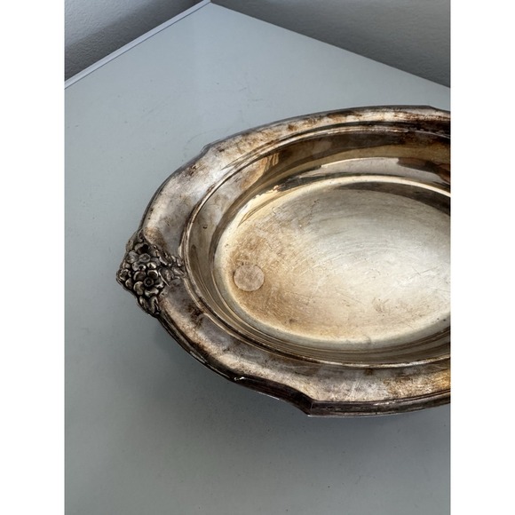 Silver Rose Engraved And Patterned Tray 12" - Picture 3 of 10